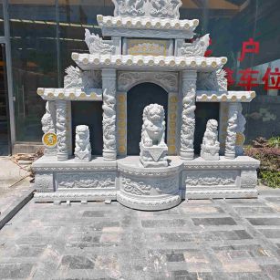 晋城芝麻白中国黑石材套墓 花岗岩墓碑