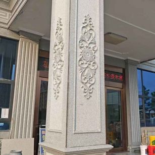 晋城芝麻白别墅雕刻柱子  黄金麻